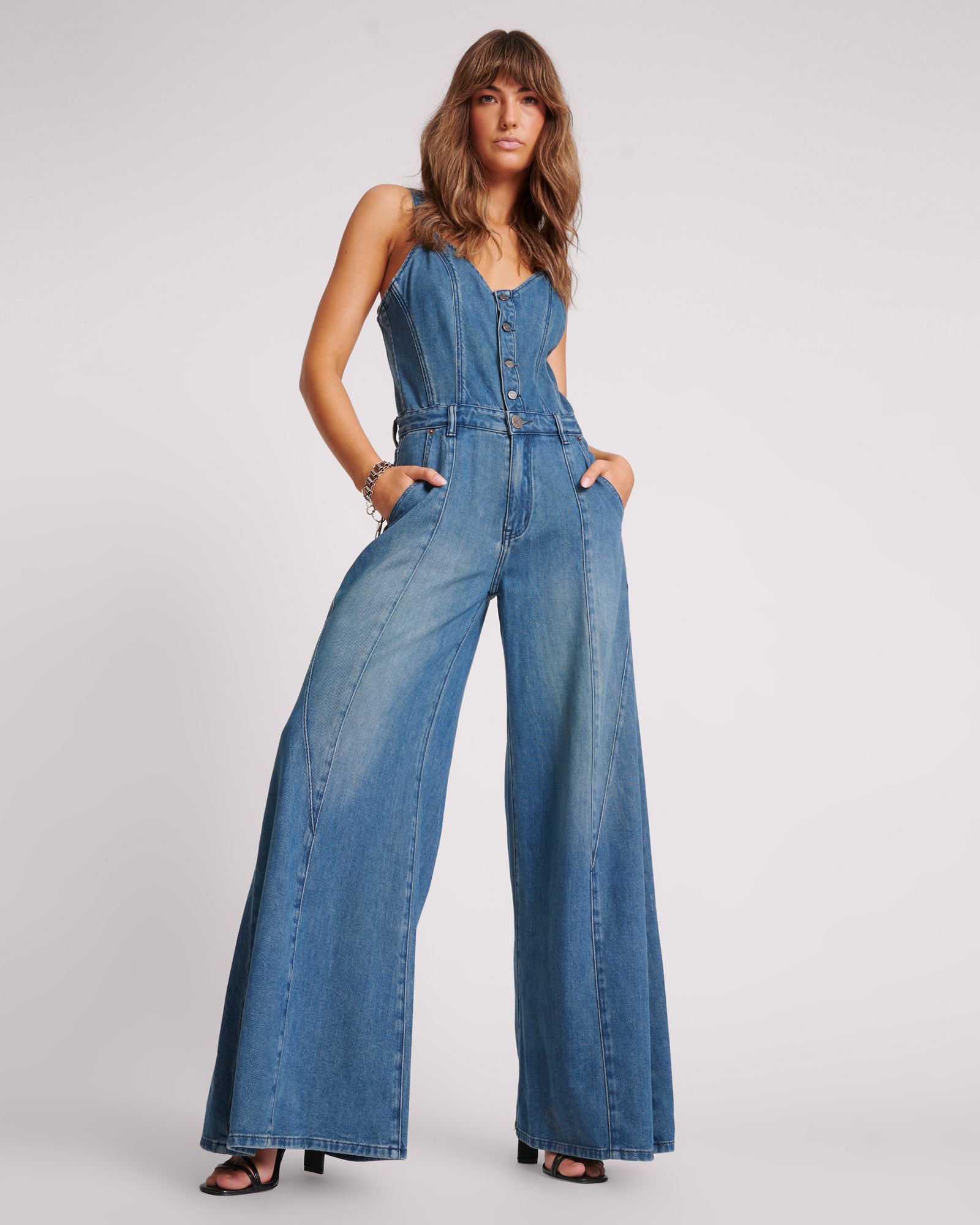 Flared jump suit best sale