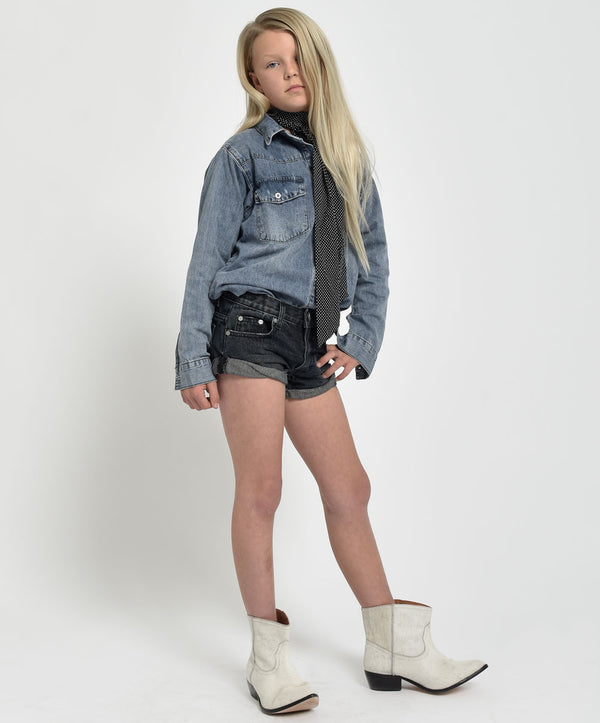 Kids Bandits Low Waist Denim Shorts - Fox Black