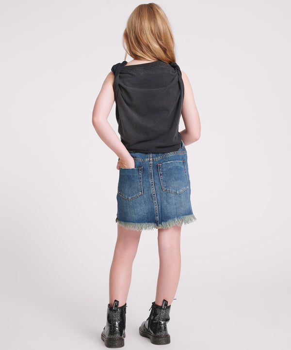 2020 High Waist Mini Denim Skirt - Dirty Indigo