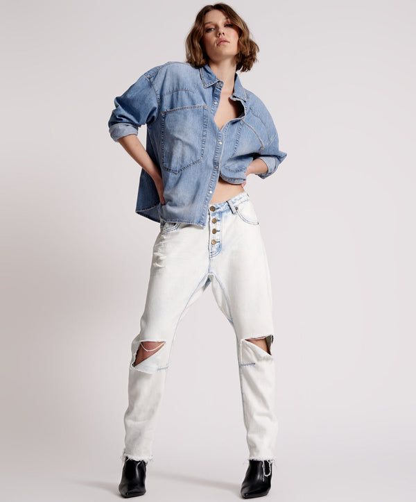 Saints Low Waist Boyfriend Denim Jeans - Florence