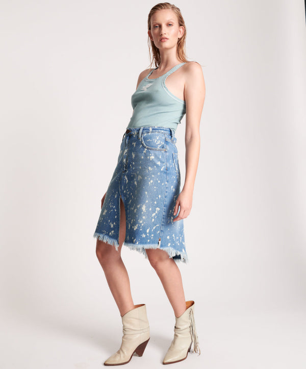 Trucker Trucker Mid Waist Denim Skirt - Royal Salt