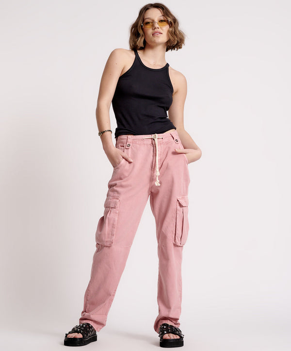 Safari High Waist Relaxed Tapered Denim Jeans - Dirty Pink