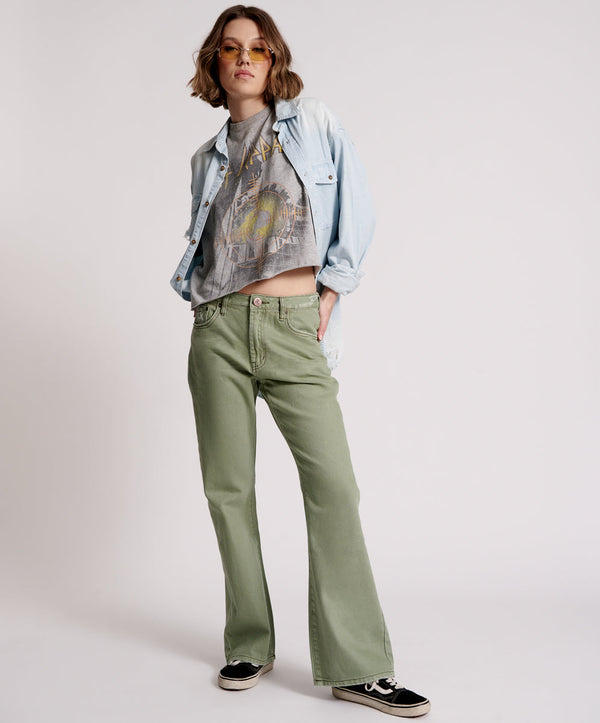 Charlie High Waist Flared Denim Jeans - Super Khaki