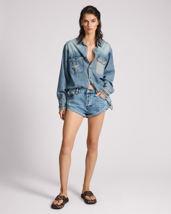 Bandits Low Waist Denim Shorts - Hollywood Blue