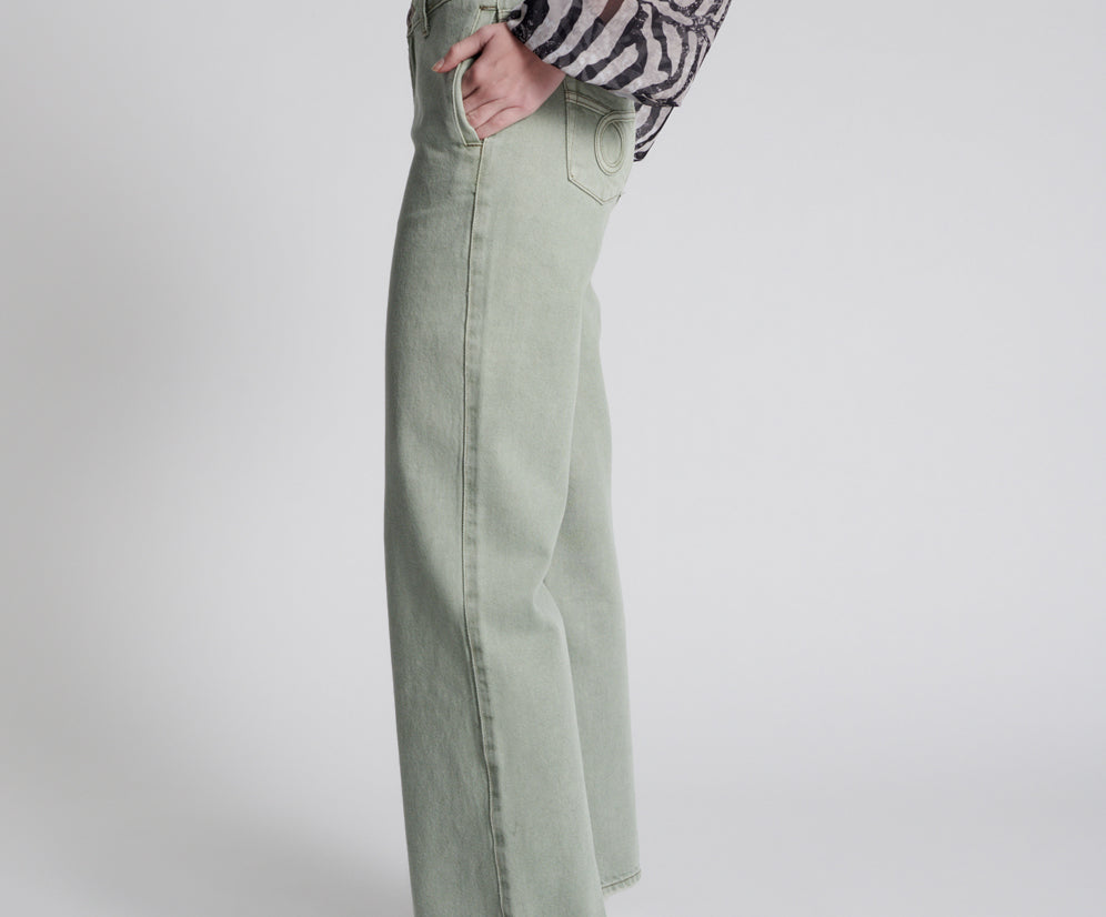 FADED KHAKI RYDERS HIGH WAIST WIDE LEG JEANS