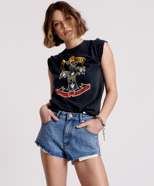 The One High Waist Cheeky Denim Shorts - Hollywood