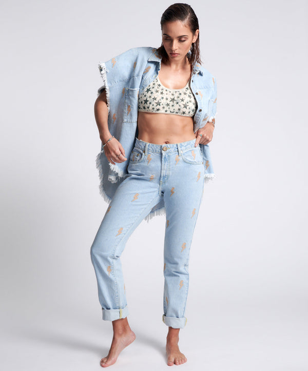 Awesome Baggies High Waist Straight Leg Denim Jeans - Best Blue