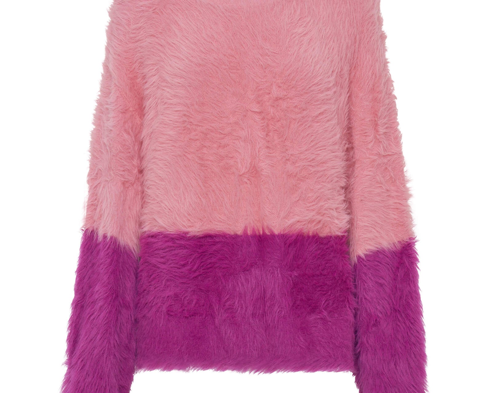 Fluffy Colour Block Sweater - Pink