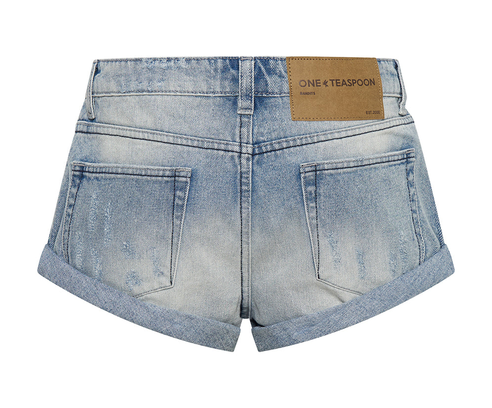 Bandits Low Waist Denim Shorts - Salty Dog Blue