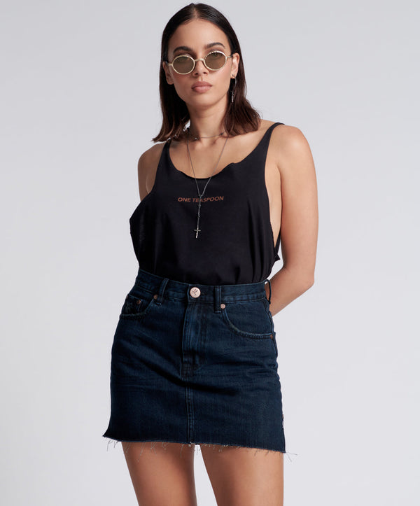 2020 High Waist Mini Denim Skirt - Fox Black