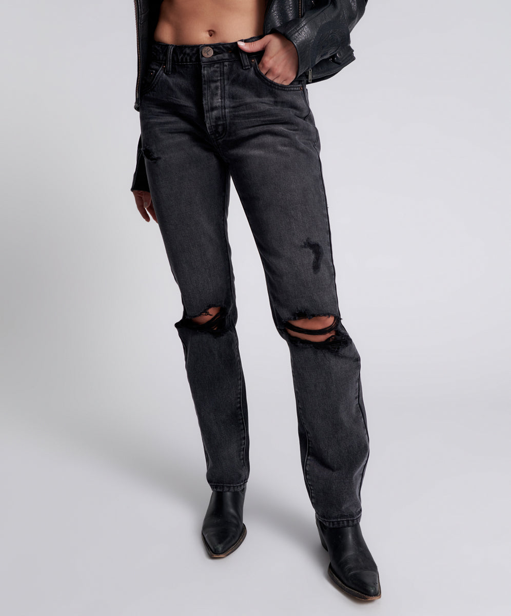 Black worn jeans fashion