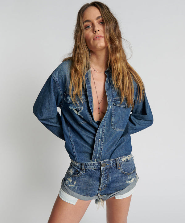 Bandits Low Waist Denim Shorts - Used Blue