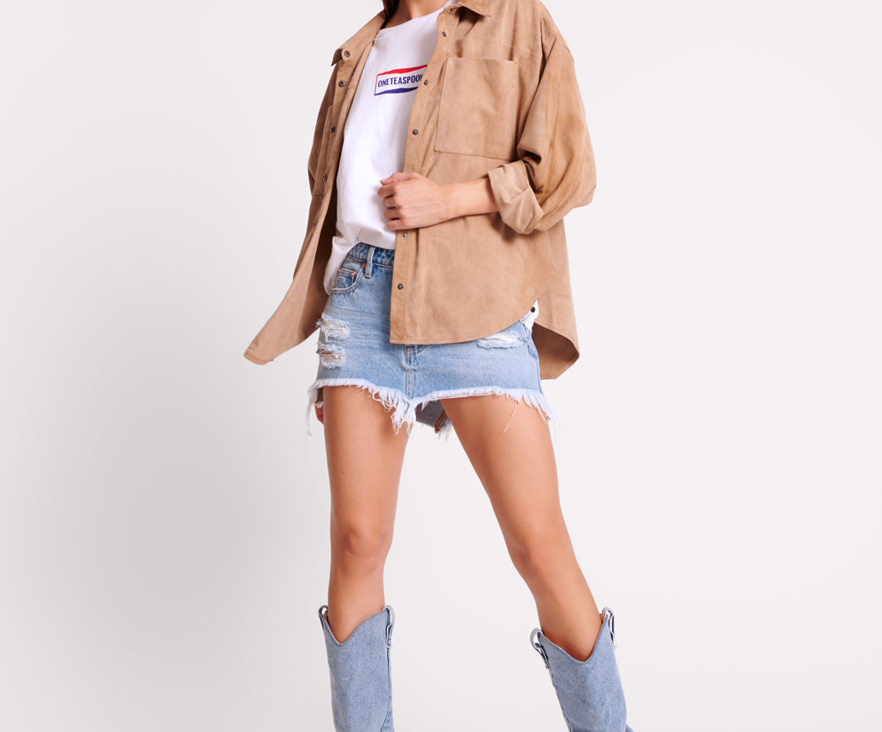 SAND SUEDE LEATHER DARIA SHACKET