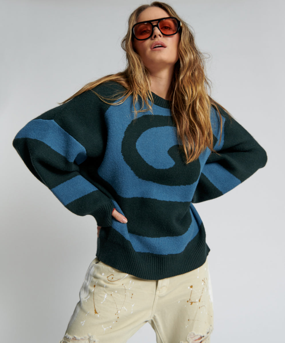 Green and blue hot sale striped sweater