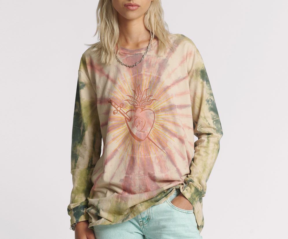 Heart O Steel Tie Dye Longsleeve Tee - Multi