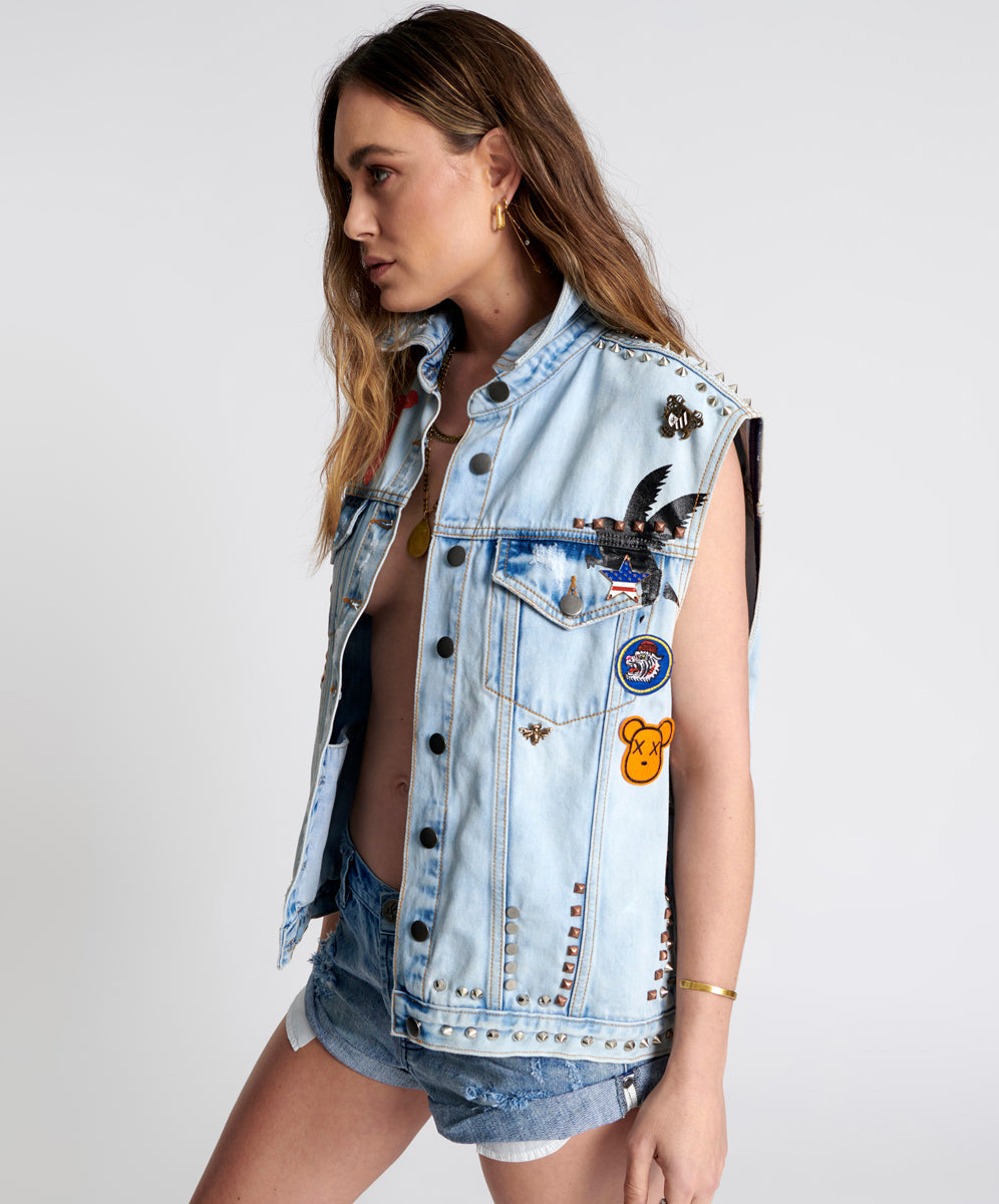 Studded denim best sale jacket punk