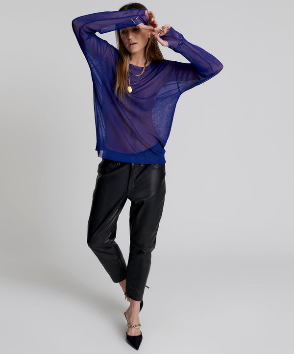 Amity Sheer Rib Longsleeve Sweater - Cobalt