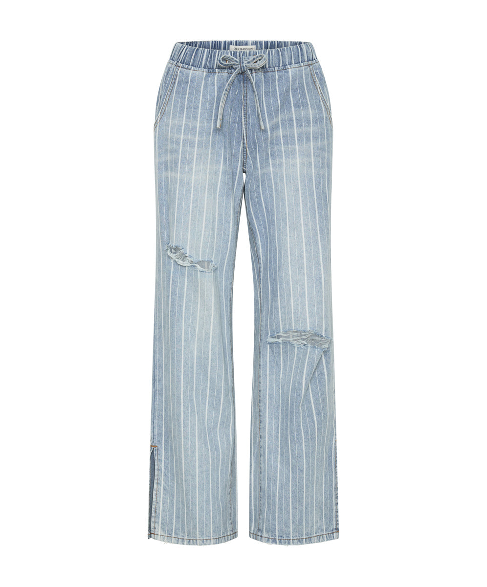 Womens jeans with white on sale stripe