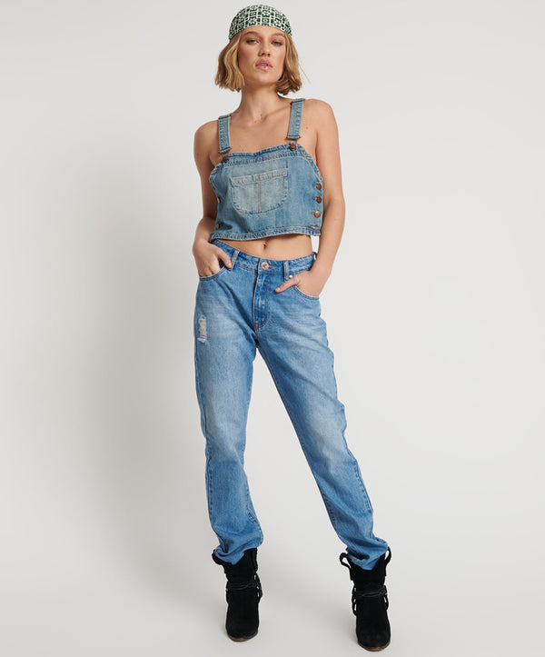 Awesome Baggies High Waist Straight Leg Denim Jeans - Ciao Blue