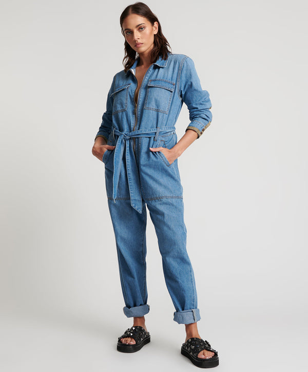 Claudia Long-Length Denim Overalls - Ciao Blue