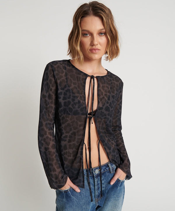 Fantasy Chiffon Longsleeve Top - Leopard