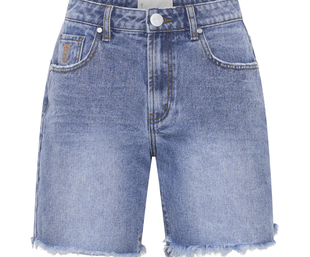 WORN BLUE JACKSON MID WAIST WIDE LEG SHORTS