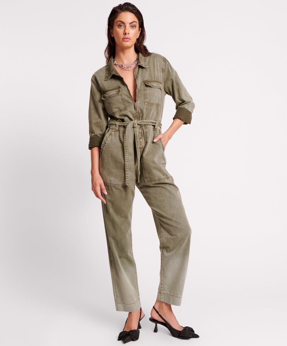 Claudia Old Khaki Overalls | One Teaspoon USA