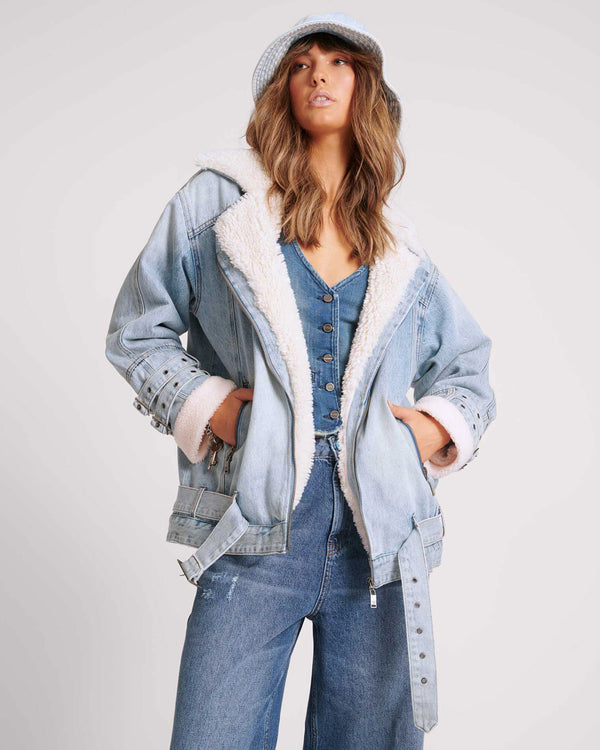 Aviator Denim Jacket - Salty Dog Blue