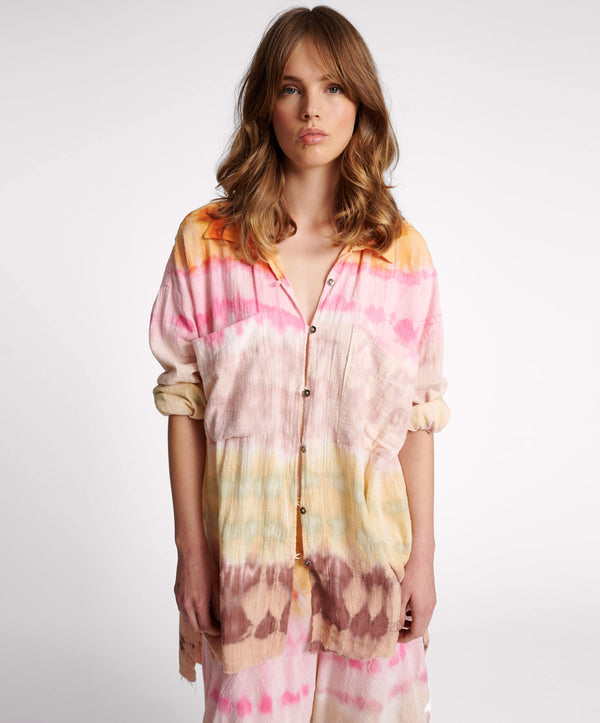 Mirage Hand Dyed Muslin Longline Shirt - Multi