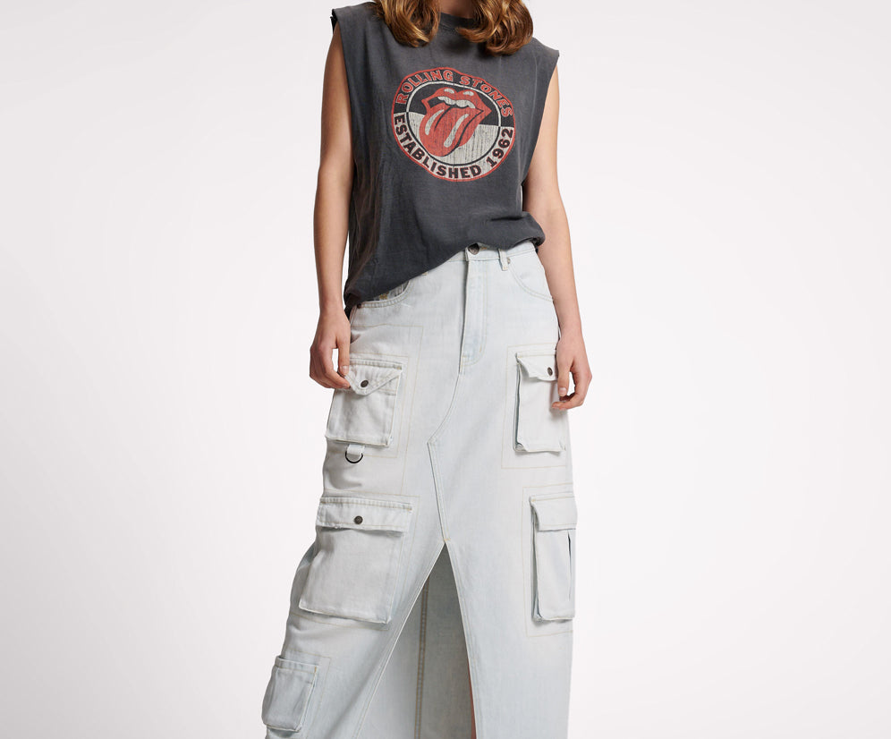 LE SURF 90S CARGO POCKET COLUMN DENIM SKIRT