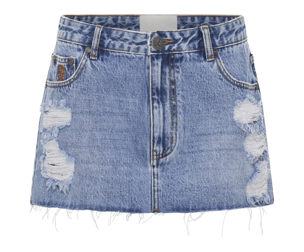 Sloane Low Waist Denim Mini Skirt - Hollywood