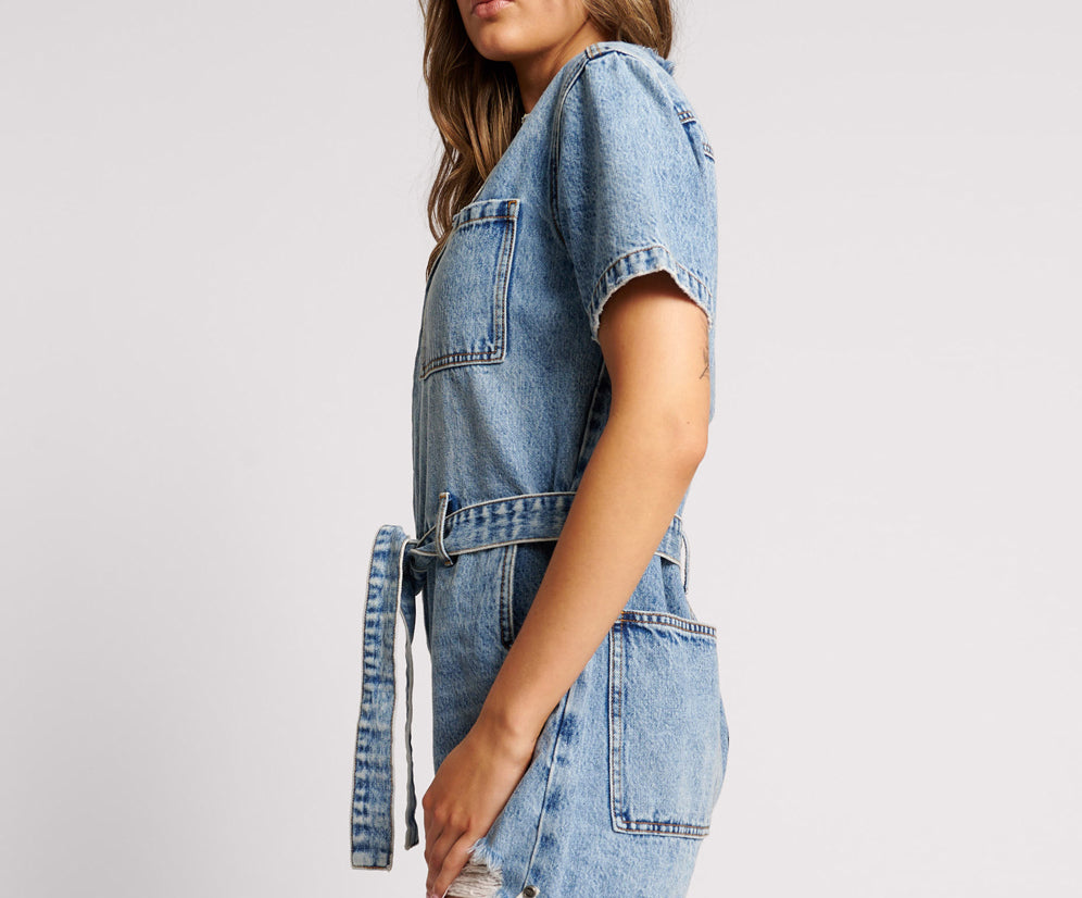 HOLLYWOOD NIGHT MOVERS DENIM JUMPSUIT