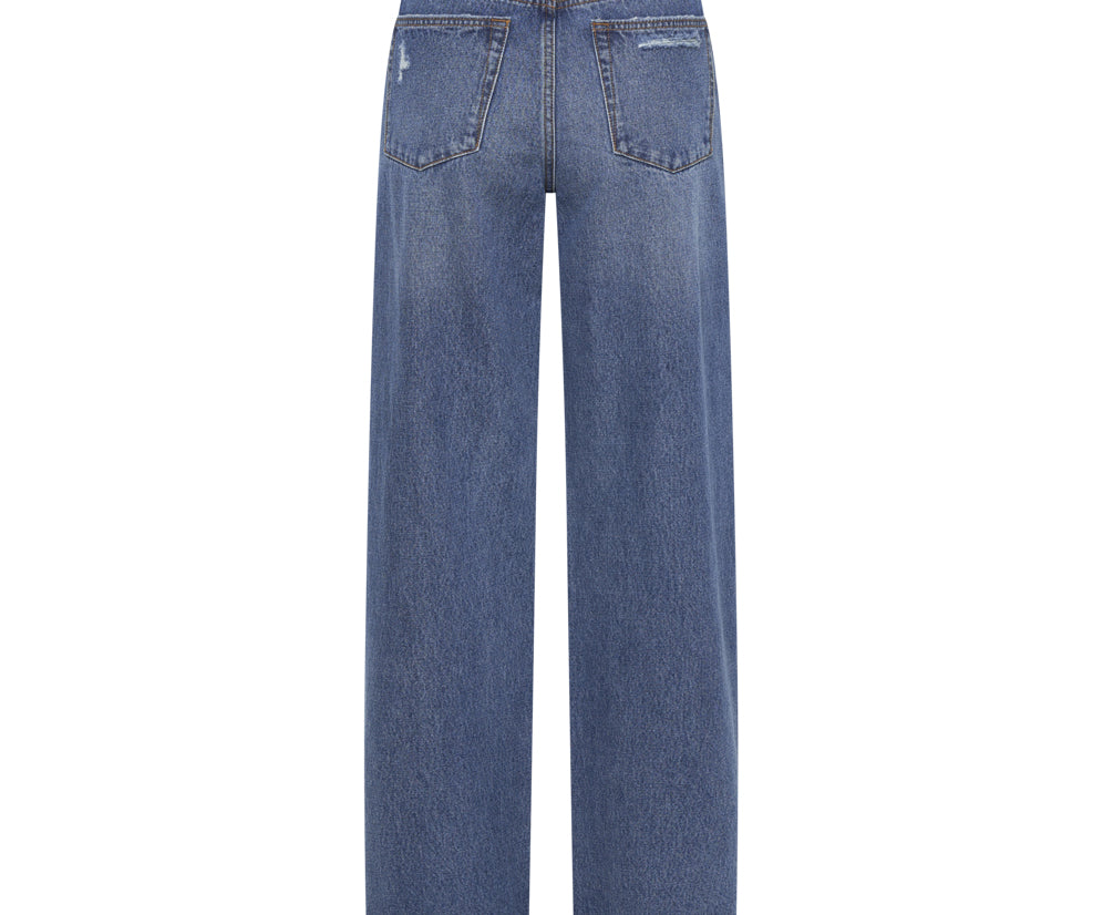 Billie Low Slung Straight Leg Mid Waist Denim Jeans - True Blue