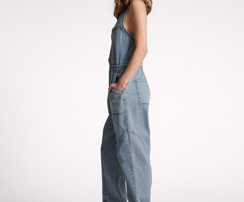 Lilly Sporty Long Denim Jumpsuit - Salty Dog