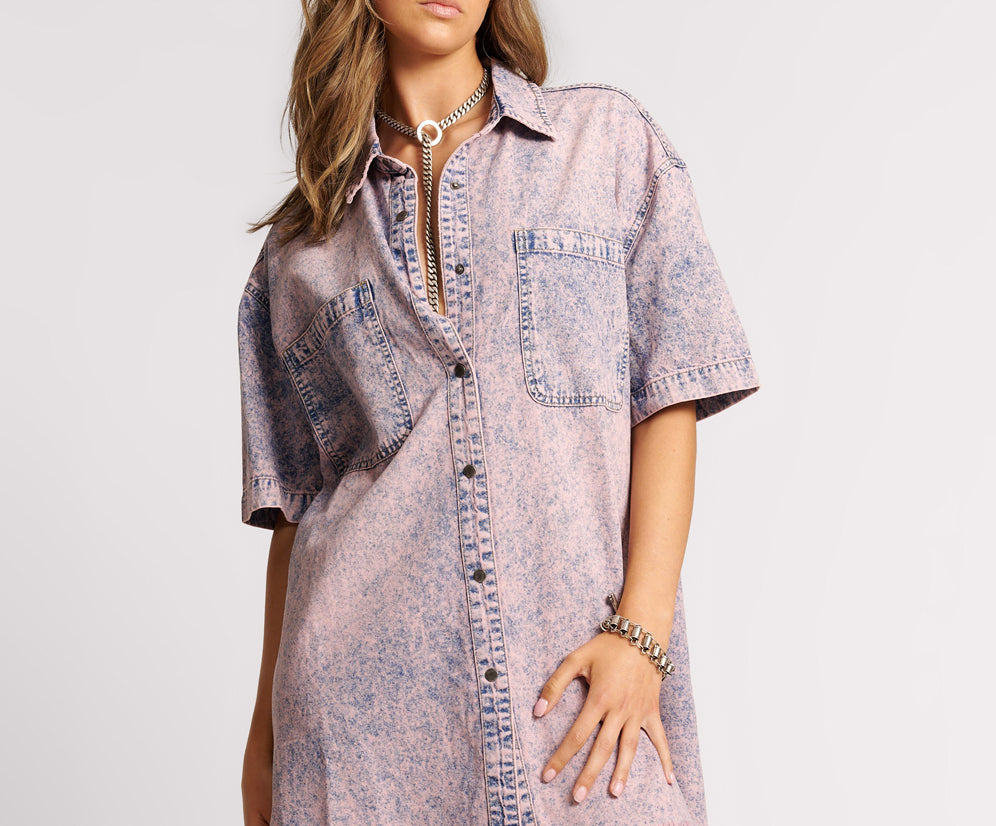 CANDY ACID PARIS DENIM SHIRT DRESS