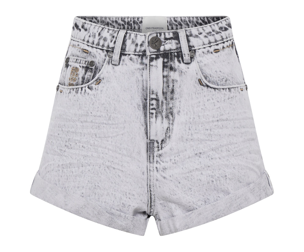 Bandits High Waist Denim Shorts - Bianco Grey