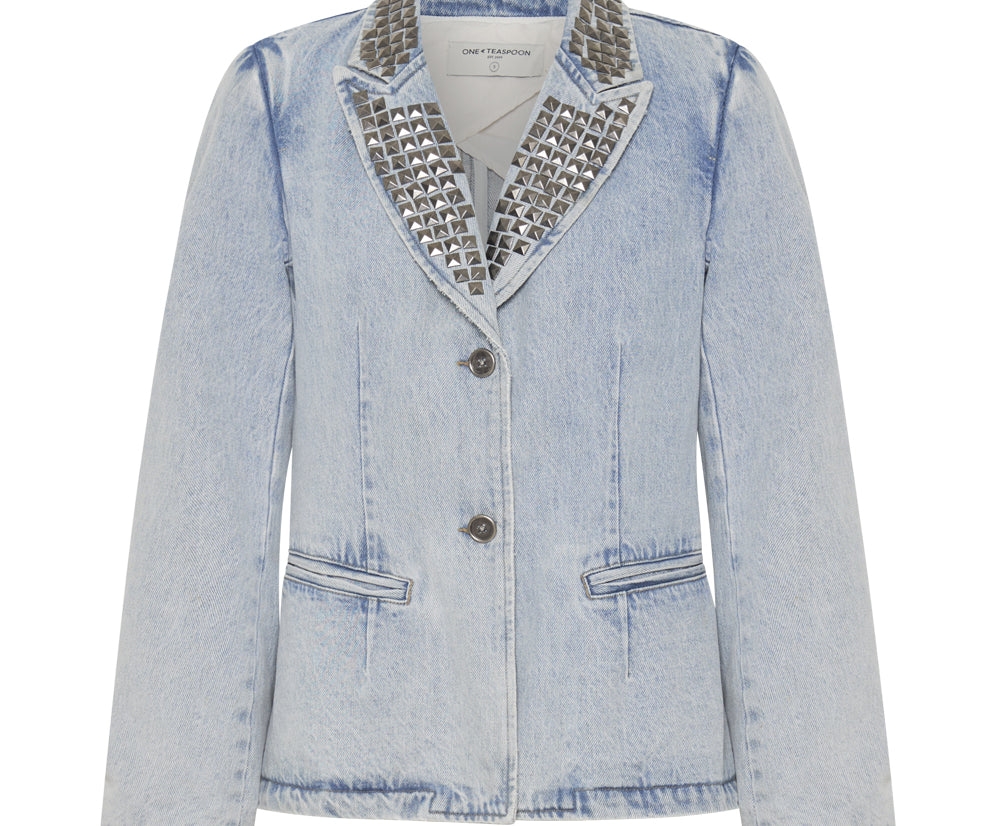 Studded Denim Blazer - Diamonde