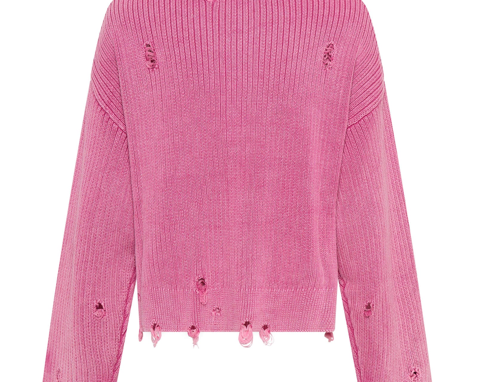 Rib College Pullover Sweater - Pink