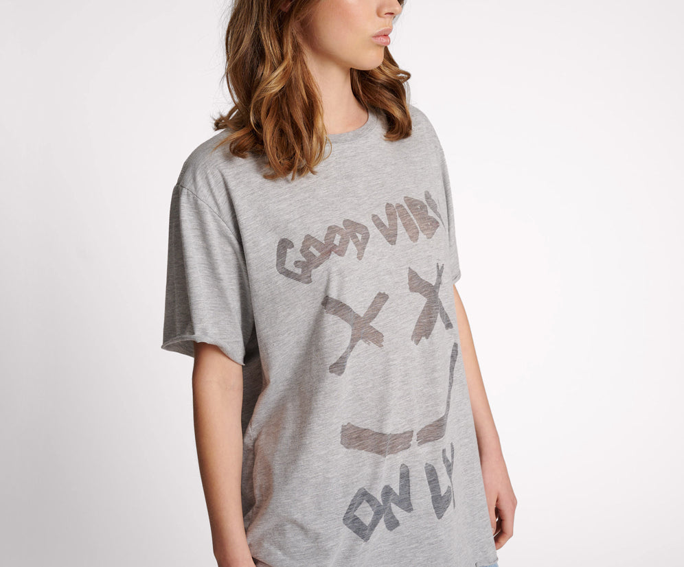 Good Vibes Only Oversized Tee - Charcoal