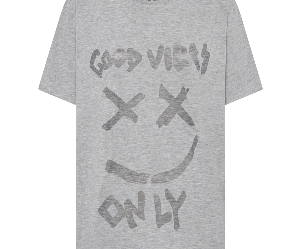 Good Vibes Only Oversized Tee - Charcoal