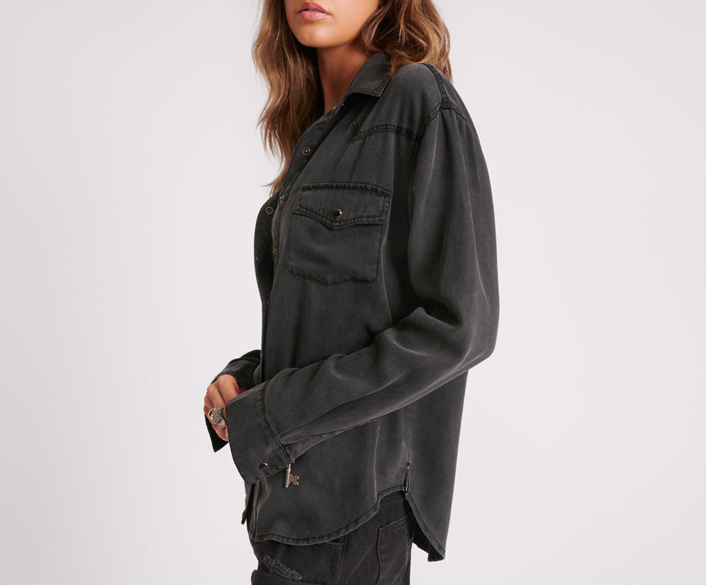 Tencel Western Shirt - Soft Black