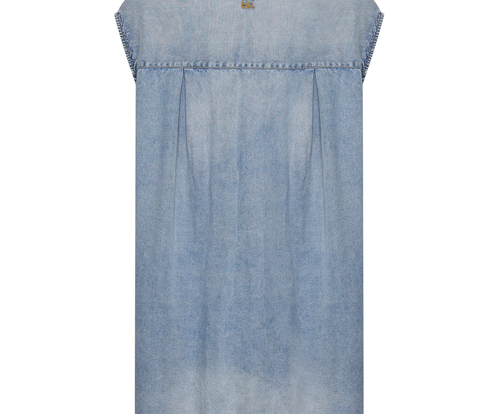 Tencel Shirt Mini Dress - Soft Blue