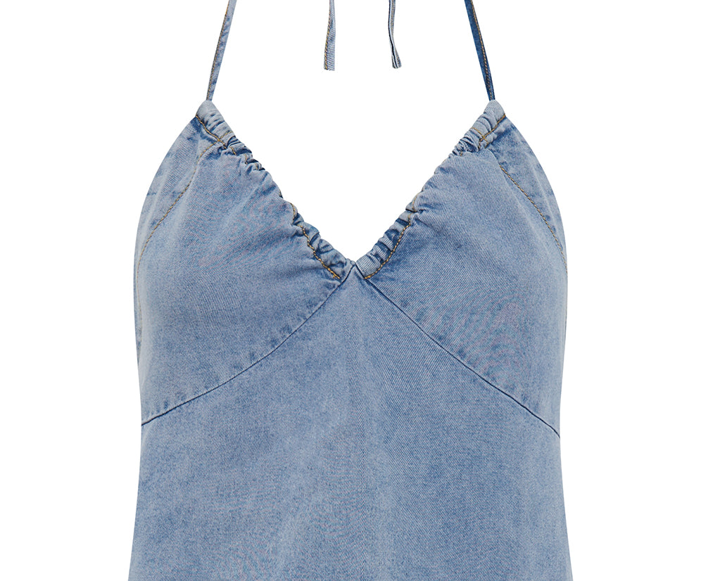 Tencel Halter Top - Soft Blue