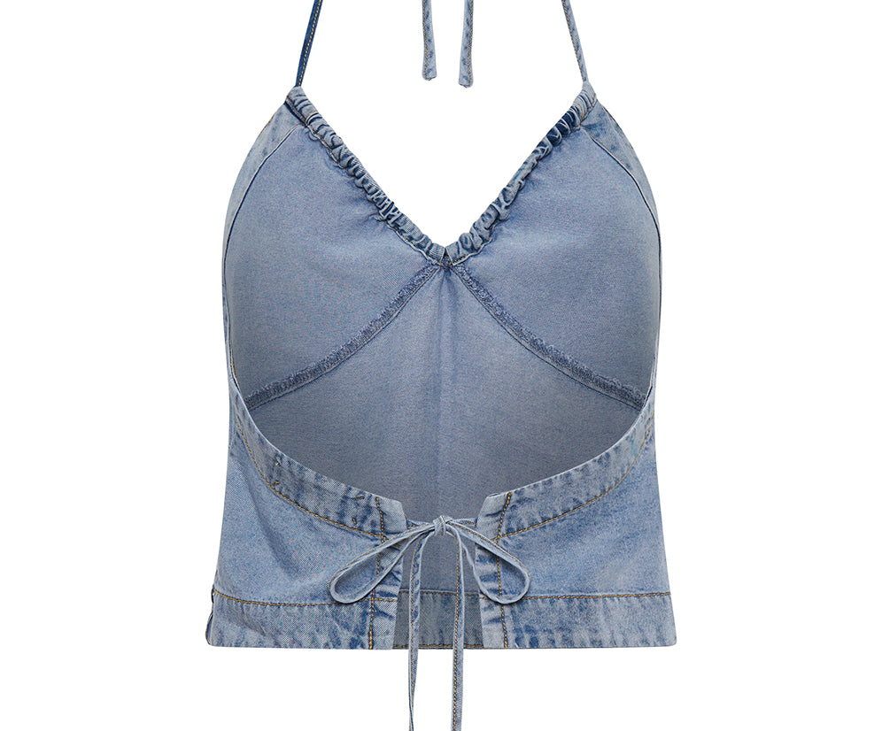 Tencel Halter Top - Soft Blue