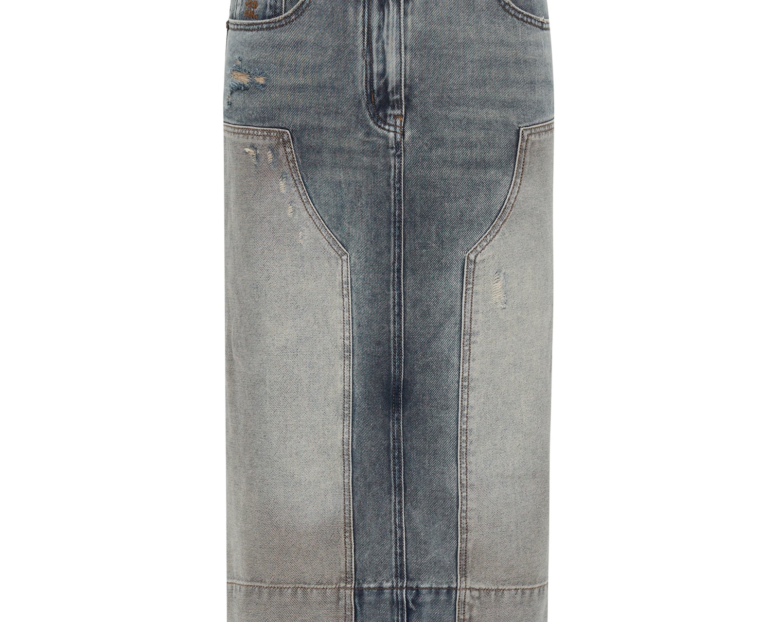 Cassidy Mid Waist Long Denim Column Denim Skirt - Dirty Blue