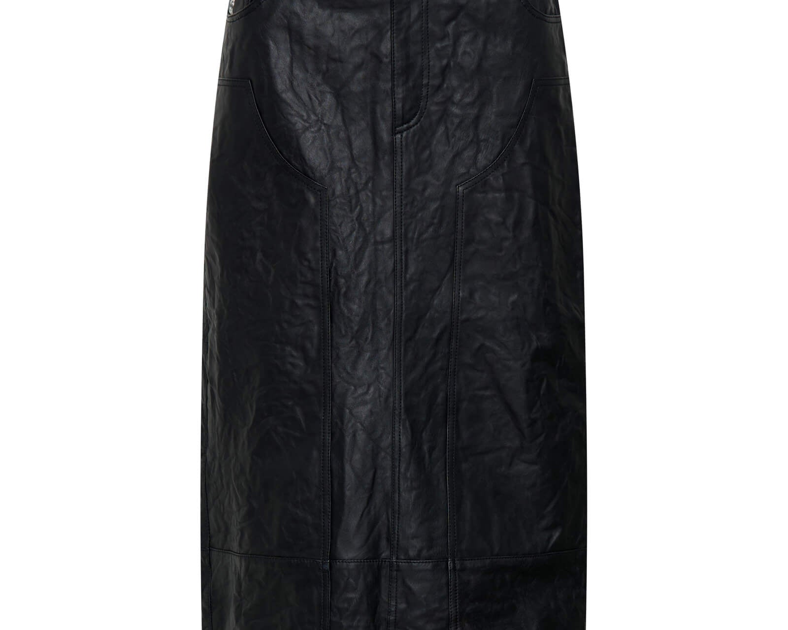 Cassidy Leather Column Midi Skirt - Black