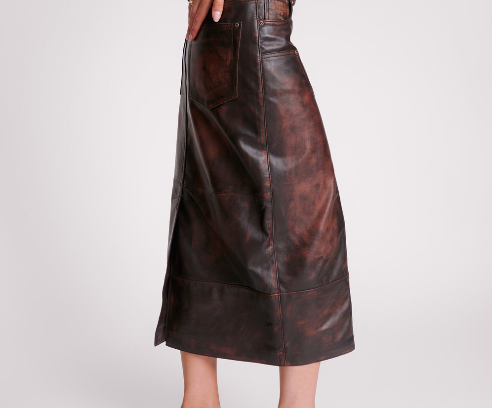 Cassidy Leather Maxi Skirt - Dark Chocolate