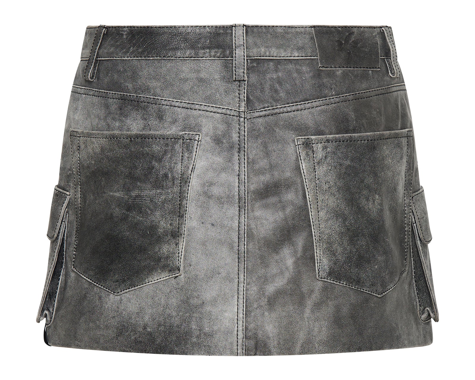 Leather Sloane Cargo Mini Skirt - Washed Black