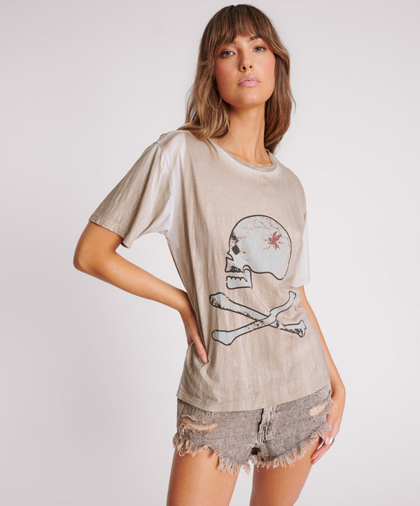 Skull And Bones Boyfriend Tee - Stone