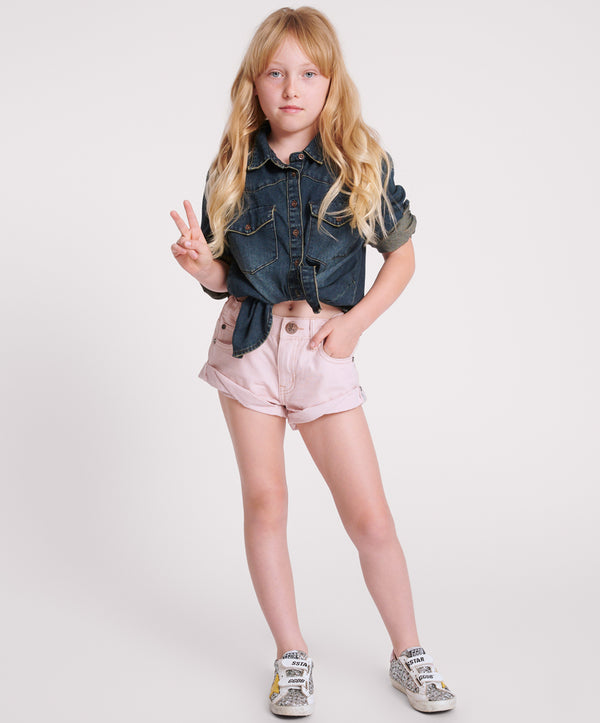 Kids Bandits Low Waist Denim Shorts - Blush Pink